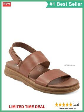 Genuine Leather Casual Flat Sandals with Arch Support & Cushioned Insole